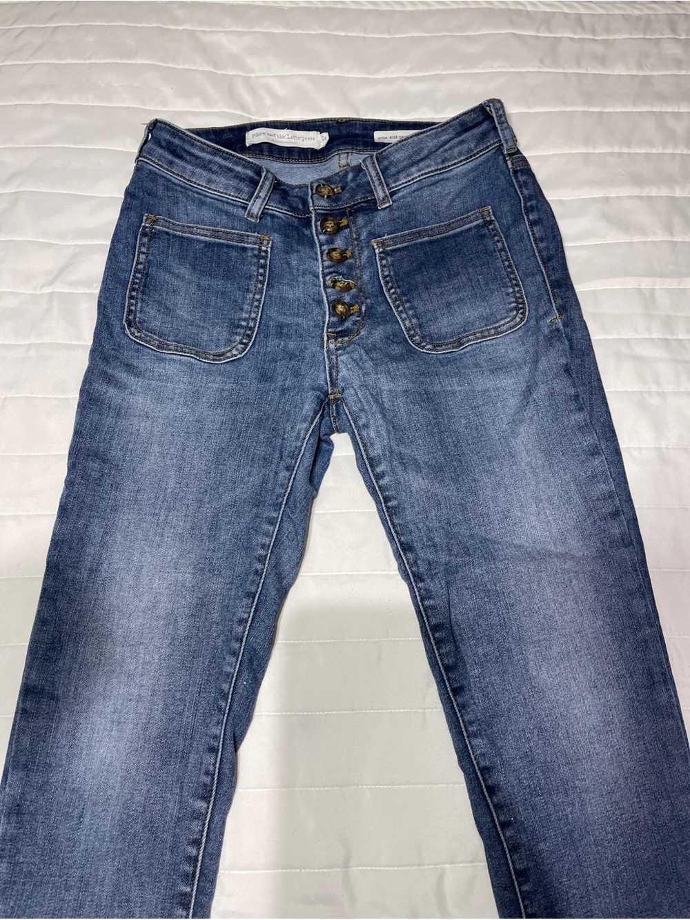 Pilcro Skinny High-Rise Button-Fly Blue Jeans - Picture 2 of 7